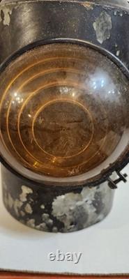 ANTIQUE HL Piper Montreal CNR Railway Railroad Caboose Oil Lantern Amber Blue