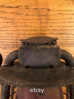 ANTIQUE RAILROAD LANTERN With RED GLASS GLOBE MICHIGAN/GREAT LAKES REGION READ