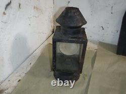 ANTIQUE RAILROAD RR OIL LANTERN ROUND pre DIETZ CONVEX BURNER square lantern