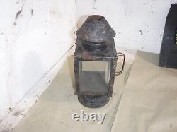 ANTIQUE RAILROAD RR OIL LANTERN ROUND pre DIETZ CONVEX BURNER square lantern