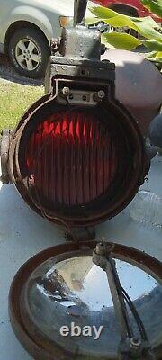 ANTIQUE Red Stop GENERAL Railway Crossing Signal Lamp light Tool Clean Lens