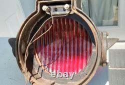 ANTIQUE Red Stop GENERAL Railway Crossing Signal Lamp light Tool Clean Lens