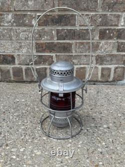 ANTIQUE SOU RY SOUTHERN RAILROAD LANTERN With RED RIBBED GLOBE NICE