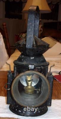 ANTIQUE VINTAGE Railroad Signal Lamp Lantern w burner repainted