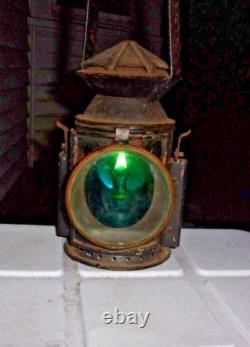 ANTIQUE VINTAGE Railroad Signal Lamp Lantern w burner repainted