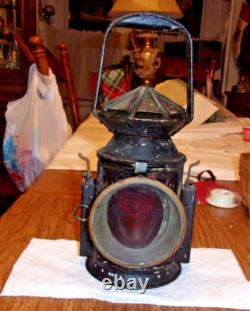 ANTIQUE VINTAGE Railroad Signal Lamp Lantern w burner repainted