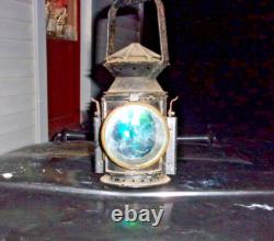ANTIQUE VINTAGE Railroad Signal Lamp Lantern w burner repainted