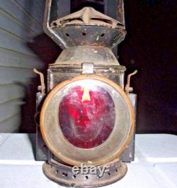 ANTIQUE VINTAGE Railroad Signal Lamp Lantern w burner repainted