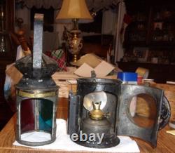 ANTIQUE VINTAGE Railroad Signal Lamp Lantern w burner repainted
