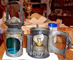 ANTIQUE VINTAGE Railroad Signal Lamp Lantern w burner repainted