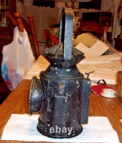 ANTIQUE VINTAGE Railroad Signal Lamp Lantern w burner repainted