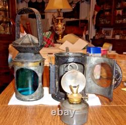ANTIQUE VINTAGE Railroad Signal Lamp Lantern w burner repainted