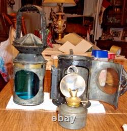 ANTIQUE VINTAGE Railroad Signal Lamp Lantern w burner repainted