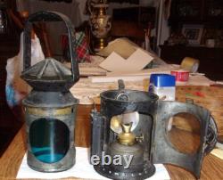 ANTIQUE VINTAGE Railroad Signal Lamp Lantern w burner repainted