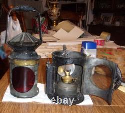 ANTIQUE VINTAGE Railroad Signal Lamp Lantern w burner repainted