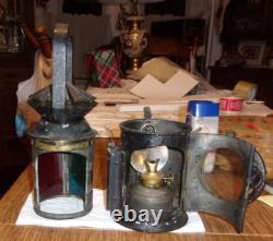 ANTIQUE VINTAGE Railroad Signal Lamp Lantern w burner repainted