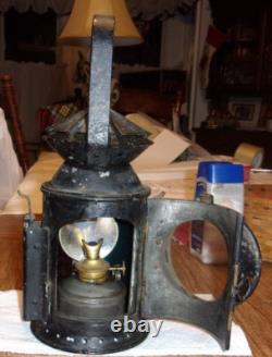ANTIQUE VINTAGE Railroad Signal Lamp Lantern w burner repainted