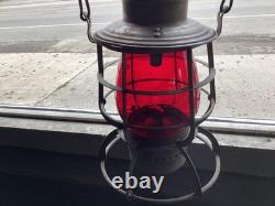 ARMSPEAR PHILADELPHIA & READING RAILROAD LANTERN WithEMBOSSED P. &R. Ry RED GLOBE