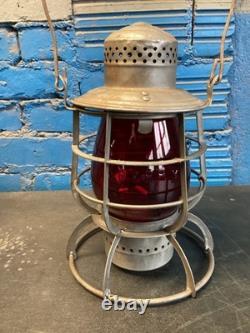 ARMSPEAR PHILADELPHIA & READING RAILROAD LANTERN WithEMBOSSED P. &R. Ry RED GLOBE