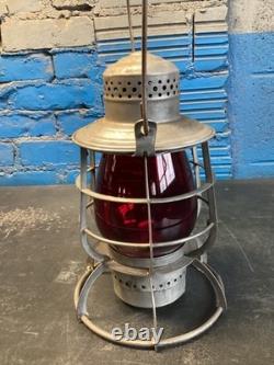 ARMSPEAR PHILADELPHIA & READING RAILROAD LANTERN WithEMBOSSED P. &R. Ry RED GLOBE