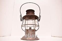 ATQ Santa Fe Union Pacific Railroad Embossed glass globe lantern Bell Bottom