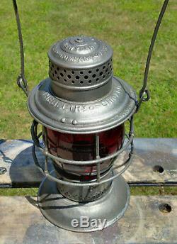 Adams & Westlake 1895 Belt Railway of Chicago with red cast globe railroad lantern
