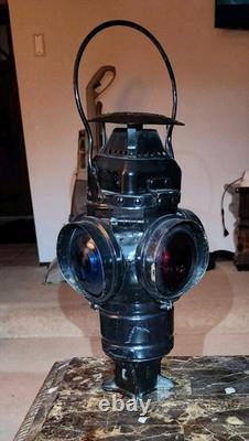 Adlake 2-Red & 2-Green Lens Intact Railroad Lantern