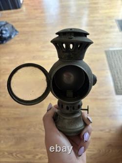 Adlake Antique Railroad Marker Lantern Lamp Hinged Lens Door, Mounting Bracket