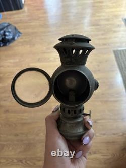 Adlake Antique Railroad Marker Lantern Lamp Hinged Lens Door, Mounting Bracket