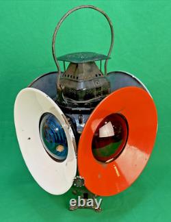 Adlake-Chicago Pennsylvania RR Non-Sweating Railroad Kerosene 4-way Signal Lamp