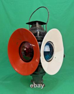 Adlake-Chicago Pennsylvania RR Non-Sweating Railroad Kerosene 4-way Signal Lamp