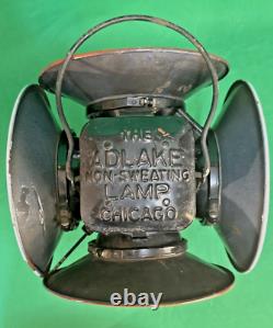 Adlake-Chicago Pennsylvania RR Non-Sweating Railroad Kerosene 4-way Signal Lamp