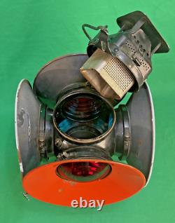 Adlake-Chicago Pennsylvania RR Non-Sweating Railroad Kerosene 4-way Signal Lamp