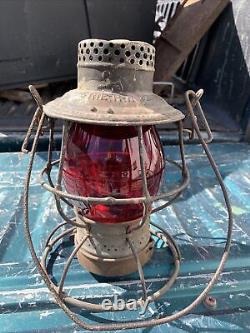 Adlake Erie Railroad Lantern WithRed Cast Globe