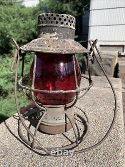 Adlake Erie Railroad Lantern WithRed Cast Globe