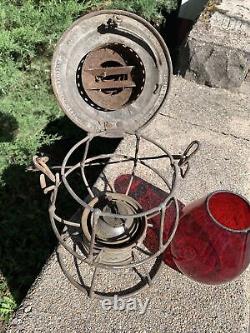 Adlake Erie Railroad Lantern WithRed Cast Globe