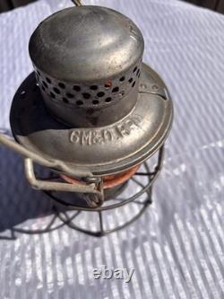 Adlake Gmo Railroad Kerosene Lantern Amber Glass Great Shape