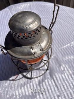 Adlake Gmo Railroad Kerosene Lantern Amber Glass Great Shape