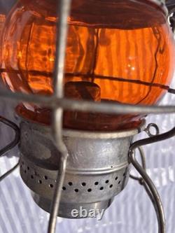 Adlake Gmo Railroad Kerosene Lantern Amber Glass Great Shape