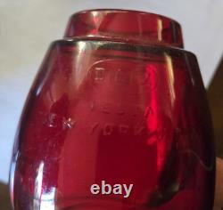 Adlake Kero 3-55 Red Glass Railroad Lamp New York USA, All Original Glass Patina