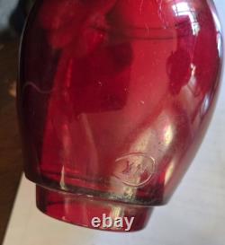 Adlake Kero 3-55 Red Glass Railroad Lamp New York USA, All Original Glass Patina