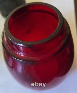 Adlake Kero 3-55 Red Glass Railroad Lamp New York USA, All Original Glass Patina