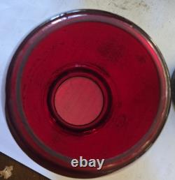 Adlake Kero 3-55 Red Glass Railroad Lamp New York USA, All Original Glass Patina
