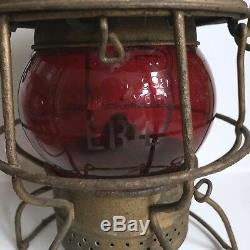 Adlake Kero Erie Railroad Lanterns 2 Lamp Red Glass Globe Etched Dietz NY Vtg