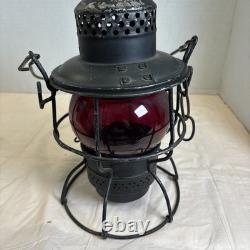 Adlake Kero Penn Central Railroad Lantern Red Globe Vintage Train Lamp