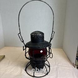 Adlake Kero Penn Central Railroad Lantern Red Globe Vintage Train Lamp