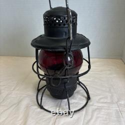 Adlake Kero Penn Central Railroad Lantern Red Globe Vintage Train Lamp