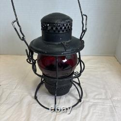 Adlake Kero Penn Central Railroad Lantern Red Globe Vintage Train Lamp