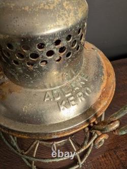 Adlake Kero Railroad Lantern AT & SF Red Etched Globe