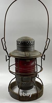 Adlake NKP Nickel Plated Red Globe Vintage Railroad Lantern Free Shipping